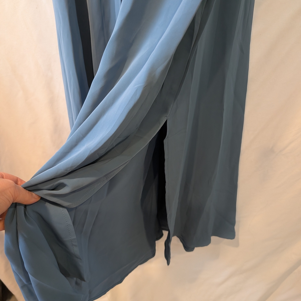 Elegant Blue Flowy Maxi Wedding Guest Bridesmaid Dress 1X - Picture 4 of 6